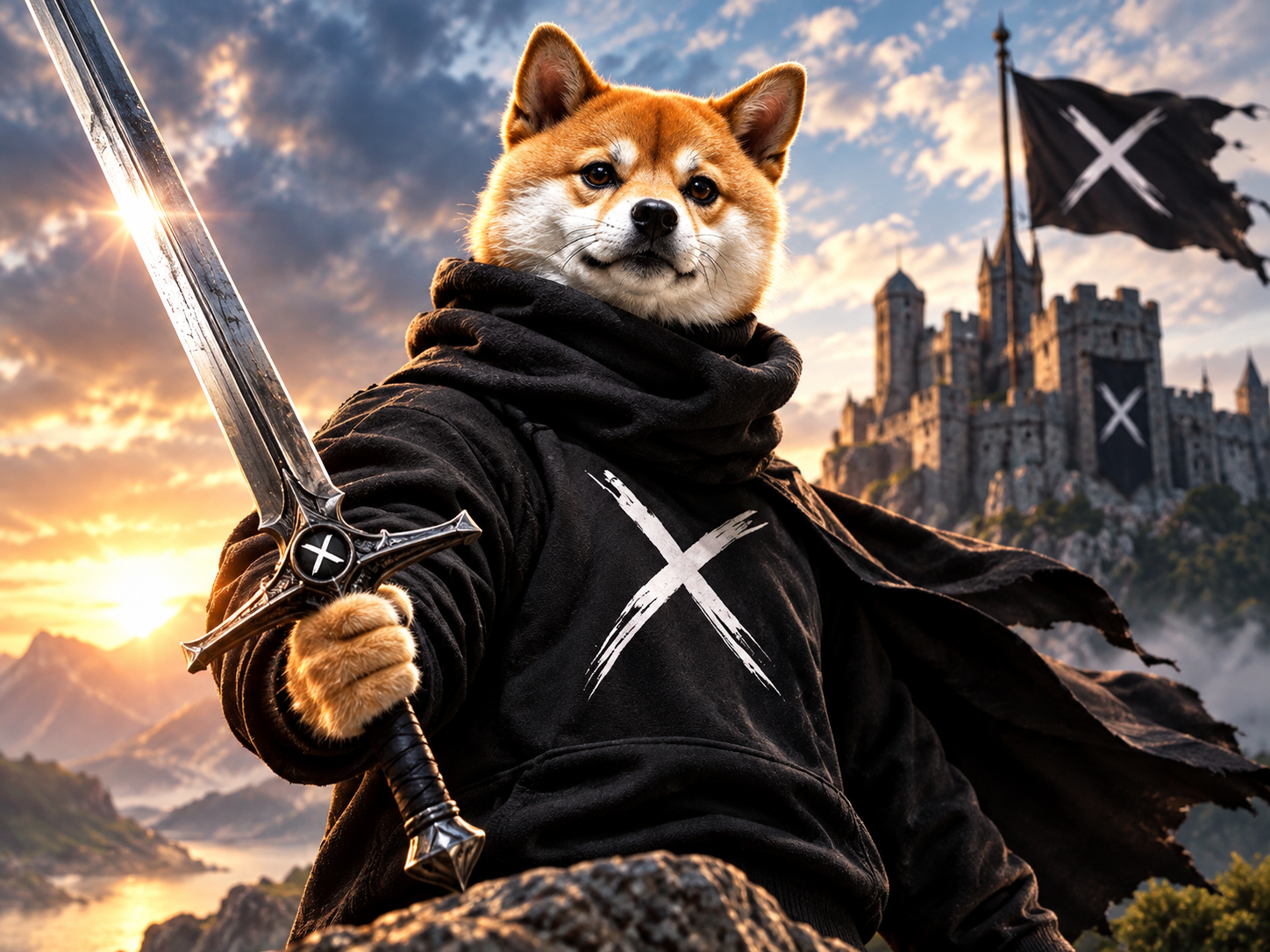 XDOGE logo over a star field