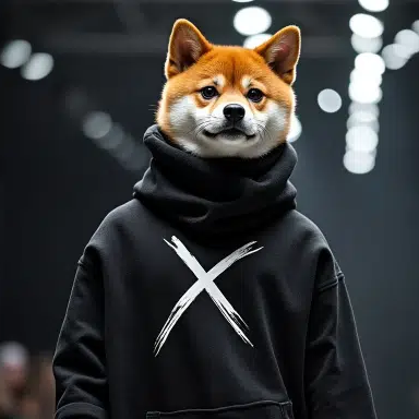 Cosmic character in front of the XDOGE emblem