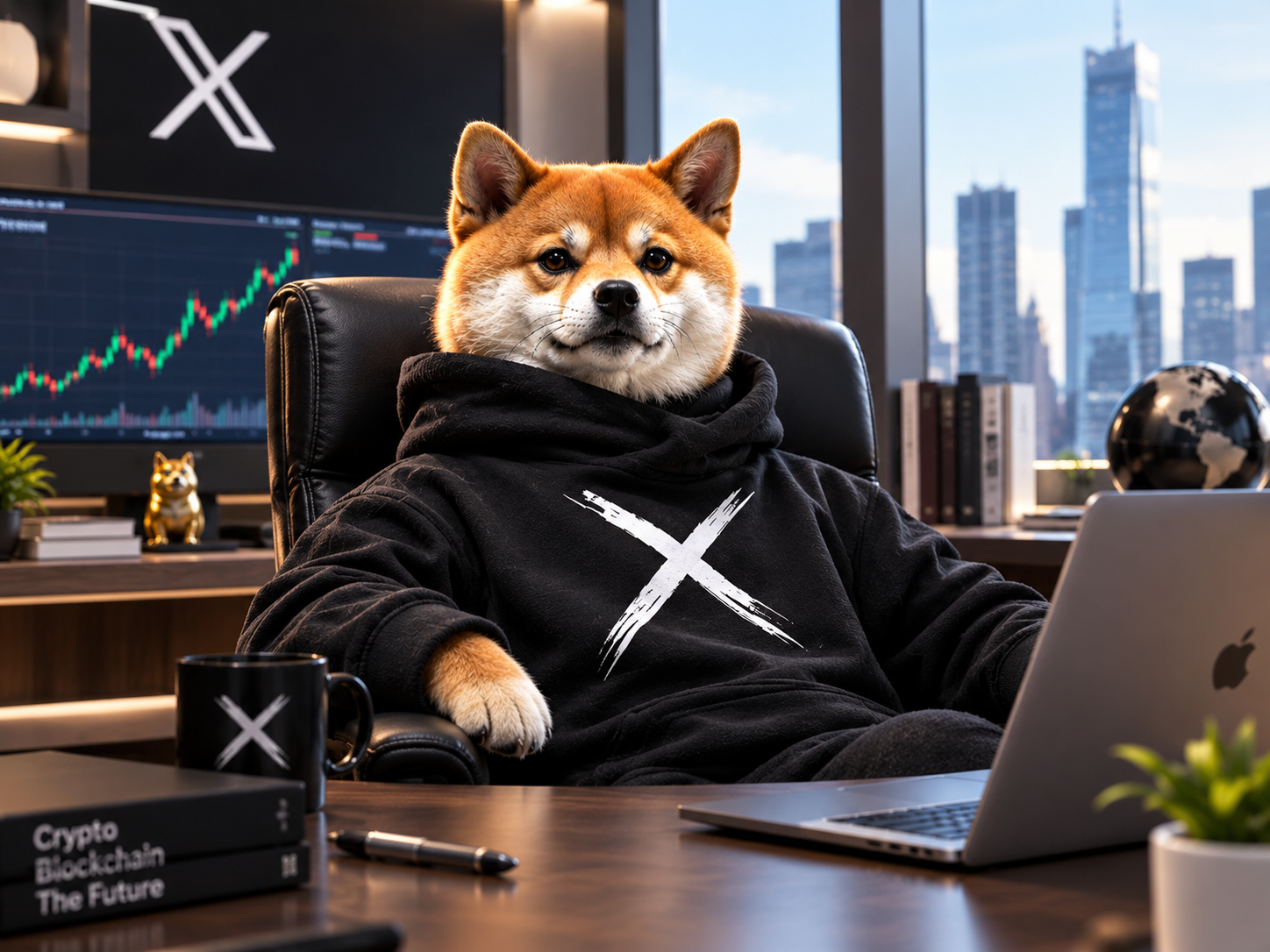 Cosmic hand holding the XDOGE emblem